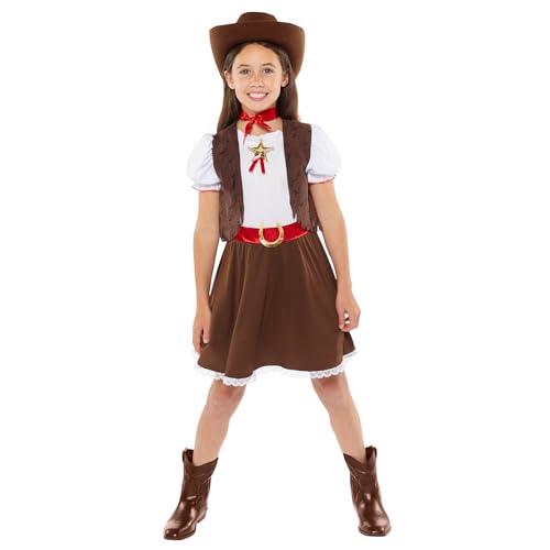 amscan 9919004 Mädchen Welttag Western Cowgirl Kinderkostüm (Alter 4–6 Jahre), Braun von amscan