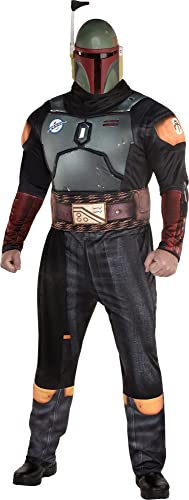 amscan Boba Fett Halloween Kostüm für Herren Star Wars The Mandalorian Plus inkl. Maske Overall mit Umhang Gürtel von amscan