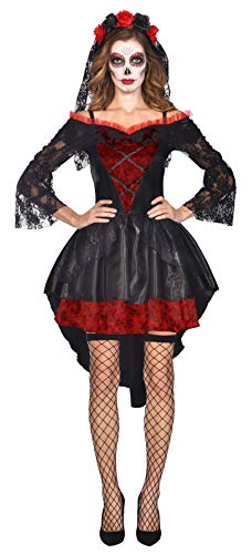 amscan Damen Day of The Dead Dress Größe 10-12 Kostüm Set, Multi, (2 Stück) von amscan