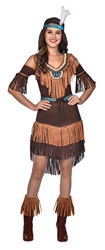 amscan Damen Indianerin Lady Größe 44-46 Kostüm Set, Hellbraun, 3 Stück von amscan