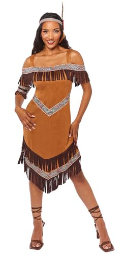 amscan Damen Indianerprinzessin Größe 40-42 Kostüm Set, Hellbraun, 3 Stück von amscan