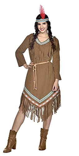 amscan Indianer-Kostüm für Damen, Größe 38-40, braun/Hellbraun, 3 Stück von amscan