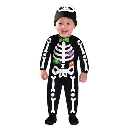 amscan - Kinderkostüm Mini Bones, Skelett mit grüner Fliege, für Halloween, Fasching und Karneval, 3-4 Jahre, Schwarz amscan - Kinderkostüm Mini Bones, Skelett mit grüner Fliege, für Halloween, Fasching und Karneval, 3-4 Jahre, Schwarz von amscan
