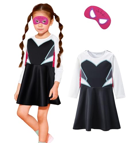 amxjxma Geistermädchen-Kostüm, Held, Spinne, Halloween-Kleid für Mädchen, Cosplay-Outfit (7-8T) von amxjxma