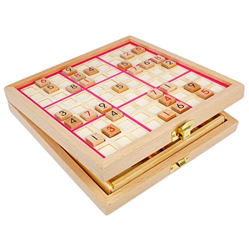 Andux Zone Sudoku Brett Kasten 3-in-1 hölzerne Zahl Platz Spielzeug SD-03 (Rosa) von Andux