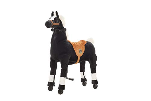 Animal Riding Reitpferd Maharadscha XL (für Kinder, Pferd, 8+ Jahre, bis zu 80 kg, abnehmbarere Sattel, Reittier, Pferd mit Rollen) ARP001L, Schwarz von animal riding