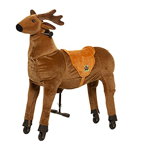 animal riding Reittier Elch „Rudi“ Medium/Large (für Kinder 5-8 Jahren, Farbe braun, Sattelhöhe 69 cm, mit Rollen) ARR008M von animal riding