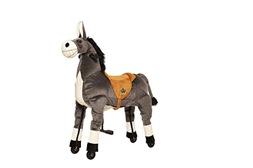 Animal Riding Reittier Esel „Dundy“ Medium/Large (für Kinder 5-8 Jahren, Farbe grau, Sattelhöhe 69cm, mit Rollen) ARD012M von animal riding