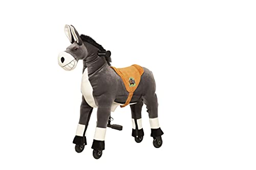 Animal Riding Reittier Esel „Dundy“ Small (für Kinder 3-5 Jahren, Farbe grau, Sattelhöhe 56 cm, mit Rollen) ARD012S von animal riding