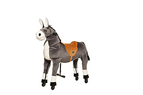 Animal Riding Reittier Esel „Dundy“ X-Large (für Kinder 8-12 Jahren, Farbe grau, Sattelhöhe 80 cm, mit Rollen) ARD012L von animal riding