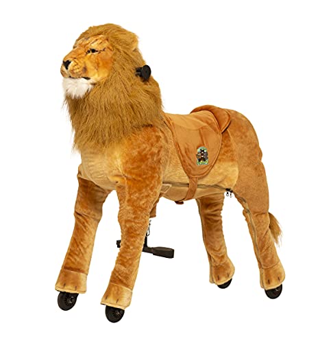 Animal Riding Reittier Löwe „Shimba“ Medium/Large (für Kinder 5-8 Jahren, Farbe braun, Sattelhöhe 69 cm, mit Rollen) ARL006M von animal riding