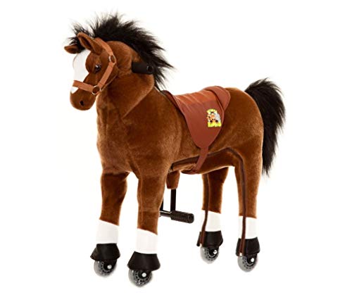 Animal riding ZRP002S Reitpferd Amadeus (für Kinder ab 3 Jahren, Sattelhöhe 56 cm, mit Rollen) ARP002S, Braun, S von animal riding