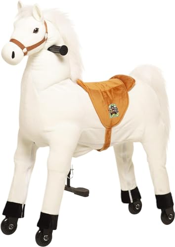 animal riding Reitpferd Snowy (für Kinder ab 5 Jahren, Sattelhöhe 69 cm, mit Rollen) ARP011M, Weiß, M/L von animal riding