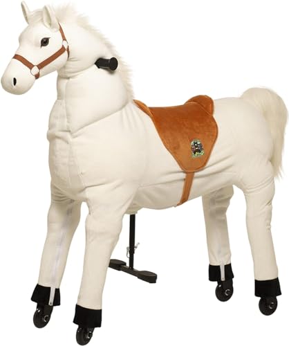 Animal Riding Reitpferd Snowy X-Large (für Kinder ab 8 Jahren, Farbe weiß, Sattelhöhe 80 cm, mit Rollen) ARP011L von animal riding