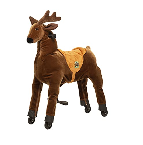 animal riding Reittier Elch „Rudi“ X-Large (für Kinder 8-12 Jahren, Farbe braun, Sattelhöhe 80 cm, mit Rollen) ARR008L von animal riding