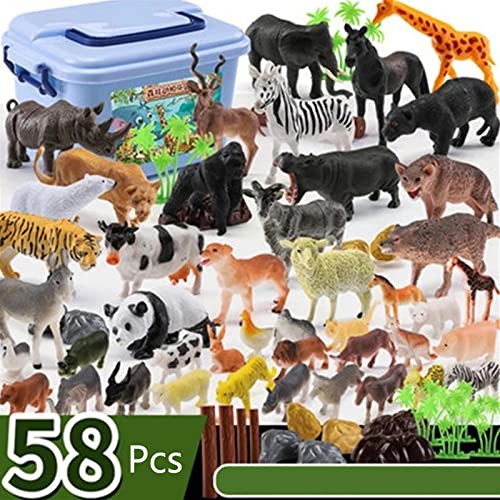 58 Teile/Satz Tierfiguren Modell W/Container Box Dschungel Kuchen Boutique Collec von antianzhizhuang