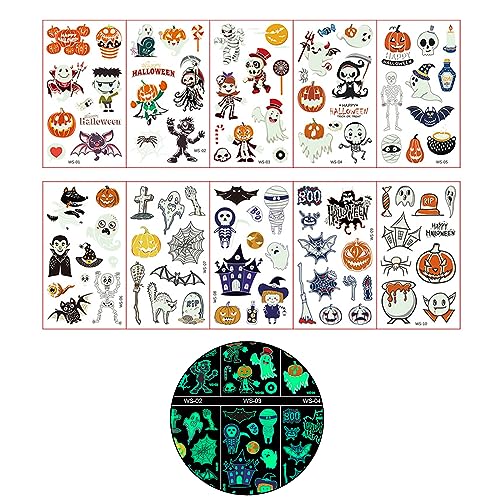 antianzhizhuang 10 Blatt Kinder Aufkleber Leuchtet Dunkeln Halloween Aufkleber Für Kinder Mädchen Halloween Gruseliges Gespenst Coole Aufkleber von antianzhizhuang