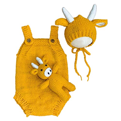 antianzhizhuang 3x Attraktives Neugeborenen Partykostüm Baby Requisiten Gestricktes Outfit Gelbe Set Kleidung von antianzhizhuang