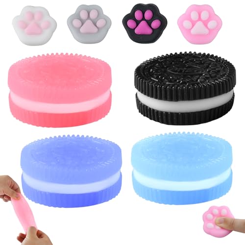 Biscuit Stress Relief Toy,Stressabbau Spielzeug,4 Stück Squishy Oreoes und 4 Stück Mini Katzenpfoten Squishy,Squeezes Toy für Anti Stress und Angst Relief Biscuit Stress Relief Toy,Stressabbau Spielzeug,4 Stück Squishy Oreoes und 4 Stück Mini Katzenpfoten Squishy,Squeezes Toy für Anti Stress und Angst Relief von anyìshwu