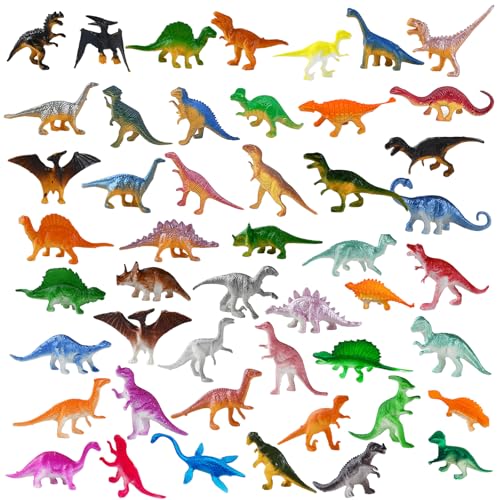 anyìshwu 48 Stücke Dinosaurier Spielzeug Set, Kleine Dinosaurier Figuren Set Dino Figuren, Mini Dinosaurier Kunststoff Pädagogisches Spielzeug für Jungen Mädchen Geschenke Kindergeburtstag von anyìshwu