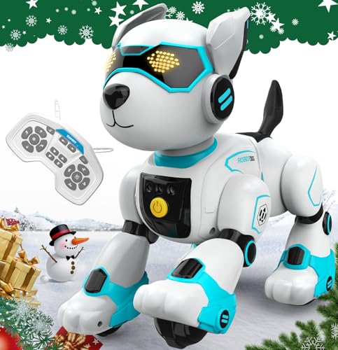 anysun Roboter Hund, Roboter Hund Kinder Wiederaufladbar, Interaktives Programmierbares Roboter Hundespielzeug, Sprachbefehle, Fernbedienung, Berührungssensor, Jungen, Mädchen von anysun