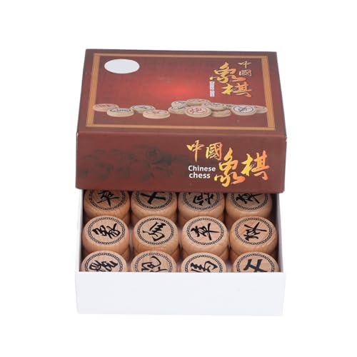 aqxreight Chinesisches Schach -Set - Beechwood Intellektuelles Wachstum Xiangqi Brettspiel mit Pu Leder -Schachbrett 3cm Durchmesser von aqxreight