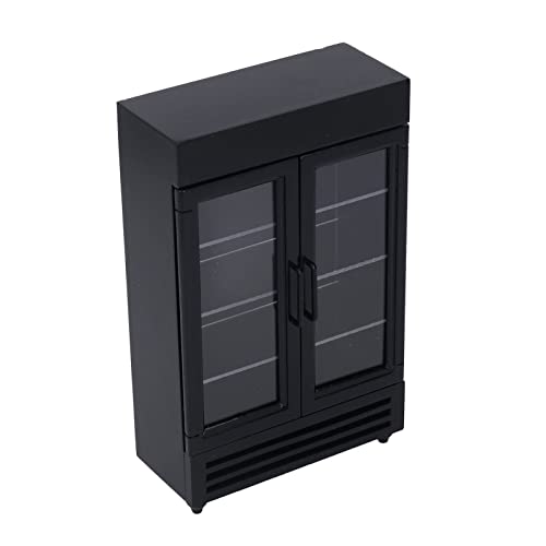 Dollhouse Kühlschrank Simulation Exquisites Tragbares Miniaturholzkühlschrank für 112 Puppenhaus Weiß (Black) von aqxreight