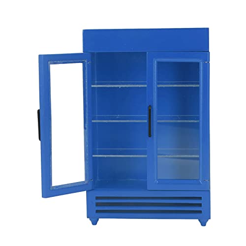 Dollhouse Kühlschrank Simulation Exquisites Tragbares Miniaturholzkühlschrank für 112 Puppenhaus Weiß (Blue) von aqxreight