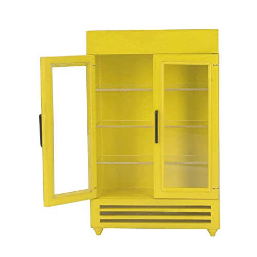 Dollhouse Kühlschrank Simulation Exquisites Tragbares Miniaturholzkühlschrank für 112 Puppenhaus Weiß (Yellow) von aqxreight