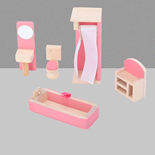 Mini Lifelike Simulation Holzmöbel Set für 112 Puppenhaus -Accessoire (Toilette) von aqxreight