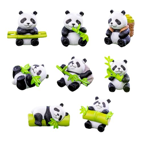 8 x Panda-Kuchenaufsätze, Miniatur-Tierfiguren für Party-Dekorationen und Garten-Topfhosen-Landschafts-Ornamente von arenmi