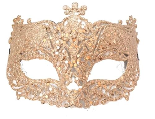 aries boutique DORADO GLITTER MASK Kostüm-Gesichtsmaske, Gold-Glitzer-Gesichtsmaske, Augenmaske, Kostümzubehör von aries boutique