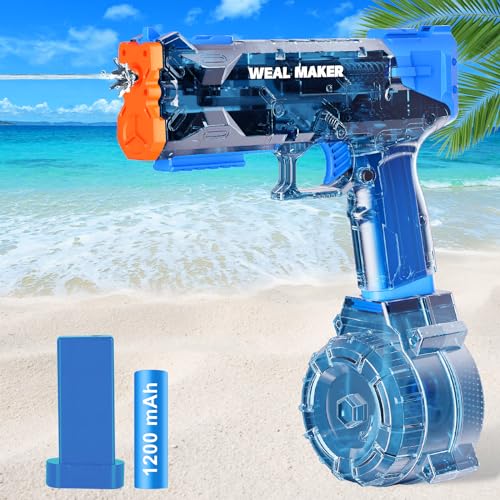 Wasserpistole Elektrisch, Automatische Wasseraufnahme Transparente Wasserspritzpistole,Wasserspritzpistole Große Kapazität 480cc + 30cc, Sommer Spielzeug für Pool,Strand(Blau) von artcool