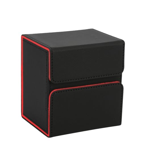 asdfs Kartenaufbewahrungsbox mit Würfelablage, Sammelkartenetui zum Sammeln Von Spielkarten in Schwarz + Rot von asdfs