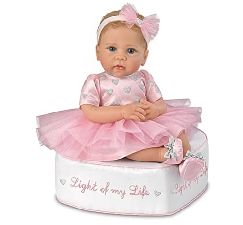 The Ashton-Drake Galleries Light of My Life So Truly Real® Lebensechte Babypuppe mit Leuchtrock und Osmanem Set, beschwerte bewegliche RealTouch® Vinylhaut von Puppenkünstler Linda Murray von ashton drake