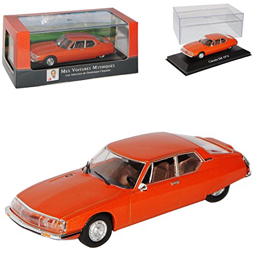 Atlas Citroen SM Coupe Orange Rot 1970-1975 mit Sockel und Vitrine 1/43 Modell Auto von atlas editions