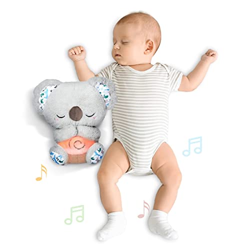 auby Soothe n' Cuddle Koala, Plüschspielzeug mit 10 Schlafliedern, Lichtern und rhythmischen Atembewegungen, Geschenke für Jungen und Mädchen von 0 1 2 3 4 5 Jahren, FR461553 von auby