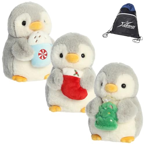 Aurora Pompom Penguins Holiday Set of 3: Stocking, Tree, and Latte von aurora