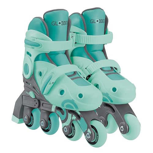 GLOBBER Learning Skates 2in1, Inline- und Quad-Skates Kinder, verstellbar Gr.30-33, ABEC 9, Rollengröße 54x24 mm, Mint von Globber