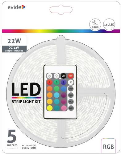 Avide ABLSBL12V5050-30RGB65 LED-Streifen-Komplettset mit Stecker 12 V, 230V 5m RGB 1St. von avide