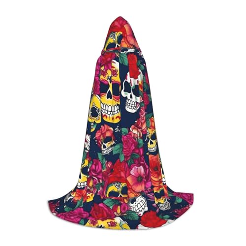 Umhang mit Kapuze und Totenköpfen und Blumen, Unisex, für Zauberer, Weihnachten, Karneval, Halloween, Cosplay Umhang mit Kapuze und Totenköpfen und Blumen, Unisex, für Zauberer, Weihnachten, Karneval, Halloween, Cosplay von axzttupy