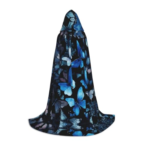 axzttupy Blaue Schmetterlinge, weiße Blumen, 1 Druck, Unisex, mit Kapuze, Umhang, für Zauberer, Weihnachten, Karneval, Halloween, Cosplay axzttupy Blaue Schmetterlinge, weiße Blumen, 1 Druck, Unisex, mit Kapuze, Umhang, für Zauberer, Weihnachten, Karneval, Halloween, Cosplay von axzttupy