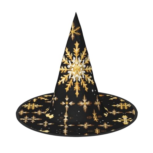 axzttupy Goldene Weihnachten Schneeflocke Druck Halloween Hexenhut Unisex Karneval Kostüm Zubehör Partys Cosplay und Festlich axzttupy Goldene Weihnachten Schneeflocke Druck Halloween Hexenhut Unisex Karneval Kostüm Zubehör Partys Cosplay und Festlich von axzttupy
