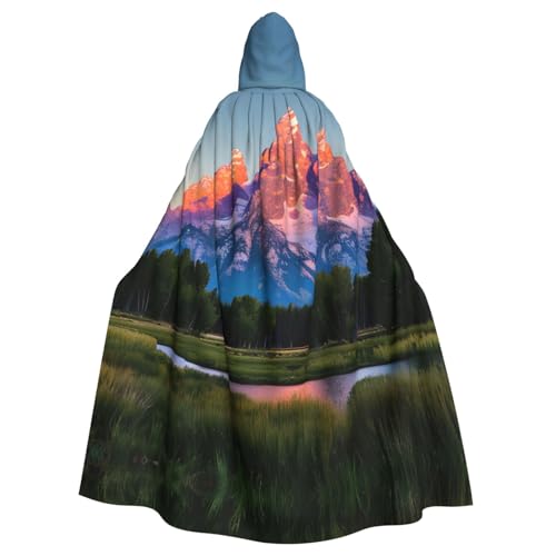 axzttupy Grand Teton National Park Print Kapuzenumhang Damen und Herren Kapuze für Halloween Karneval Cosplay und Mottopartys von axzttupy