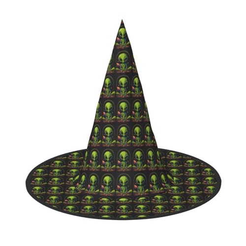 axzttupy Grüner Alien-Druck Halloween Hexenhut Unisex Karneval Kostüm Zubehör Partys Cosplay und Festlich axzttupy Grüner Alien-Druck Halloween Hexenhut Unisex Karneval Kostüm Zubehör Partys Cosplay und Festlich von axzttupy