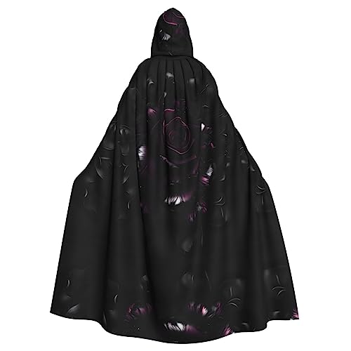 axzttupy Kapuzenumhang mit Gothic-Rosen-Druck, für Damen und Herren, für Halloween, Karneval, Cosplay und Themenpartys von axzttupy