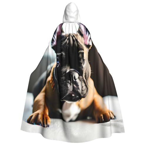 axzttupy Kapuzenumhang mit französischer Bulldogge für Halloween, Cosplay, Karneval und Maskerade-Partys, Uni, Umhang von axzttupy