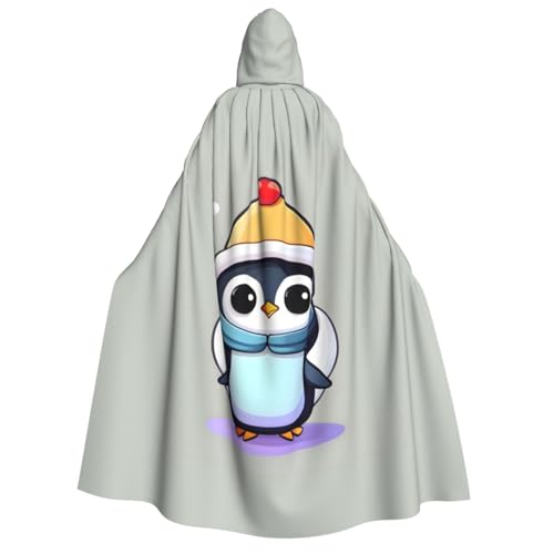 axzttupy Kapuzenumhang mit süßem Pinguin-Druck, für Halloween, Cosplay, Karneval und Maskerade-Partys, Uni-Umhang von axzttupy