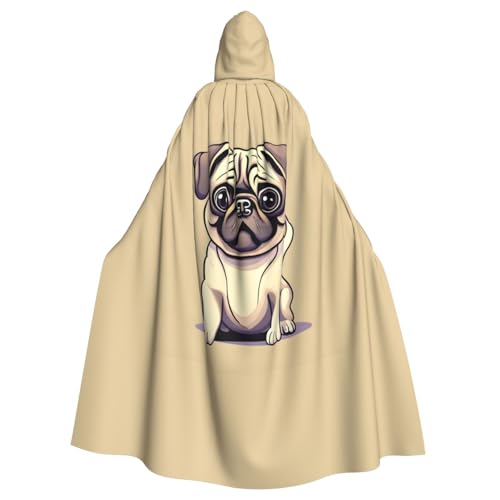 axzttupy Lustiger Cartoon-Mops-Welpen-Aufdruck, Unisex, Halloween-Kapuzenumhang, volle Länge, für mittelalterliche Renaissance-Cosplay-Kostüme axzttupy Lustiger Cartoon-Mops-Welpen-Aufdruck, Unisex, Halloween-Kapuzenumhang, volle Länge, für mittelalterliche Renaissance-Cosplay-Kostüme von axzttupy