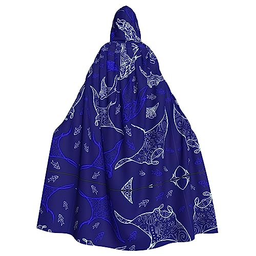 axzttupy Manta Ray und Fisch Print Kapuzenumhang Damen und Herren Kapuze für Halloween Karneval Cosplay und Mottopartys von axzttupy